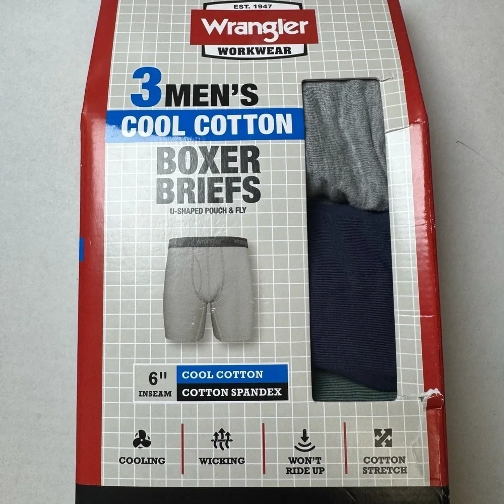 Wrangler Men's Cool Cotton Boxer Brief Set, Boxer Briefs Underwear 3 pack